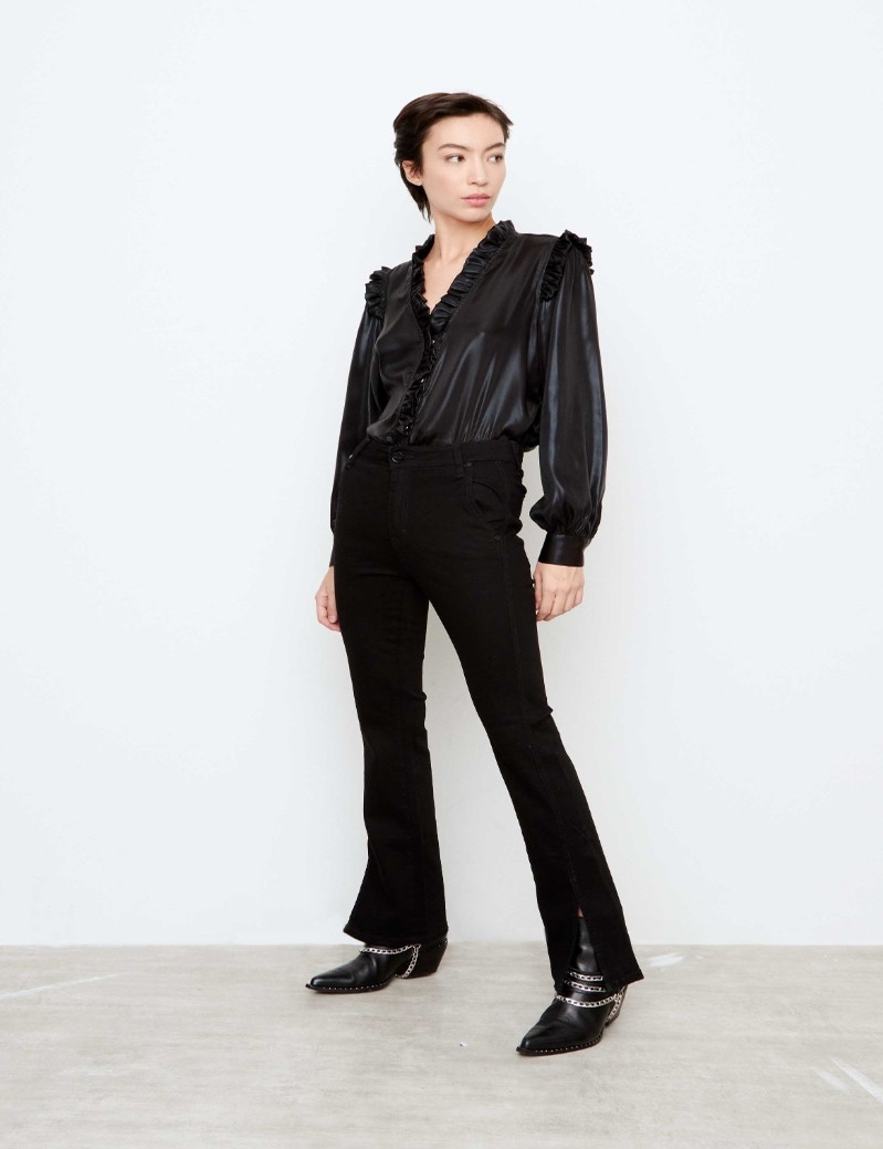 PANTALON BOOTCUT BLACK SLITS