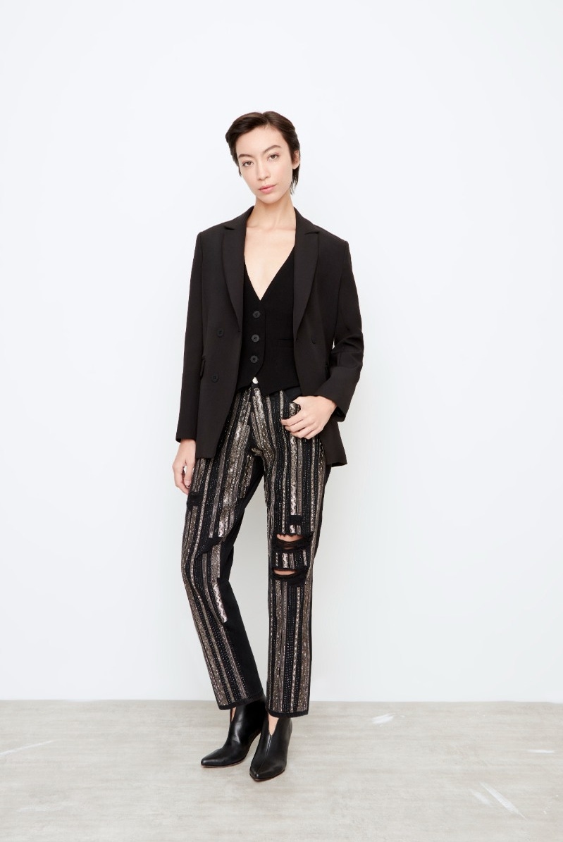 JEANS BOYFIT TASH BLACK SHINY STRIPES
