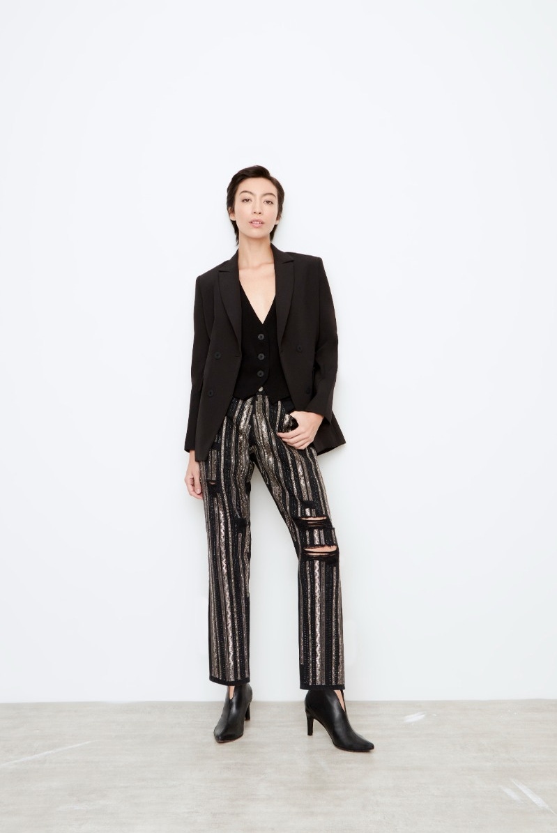 JEANS BOYFIT TASH BLACK SHINY STRIPES