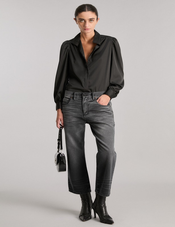 JEANS REAL CROPPED BLACK                                                                             